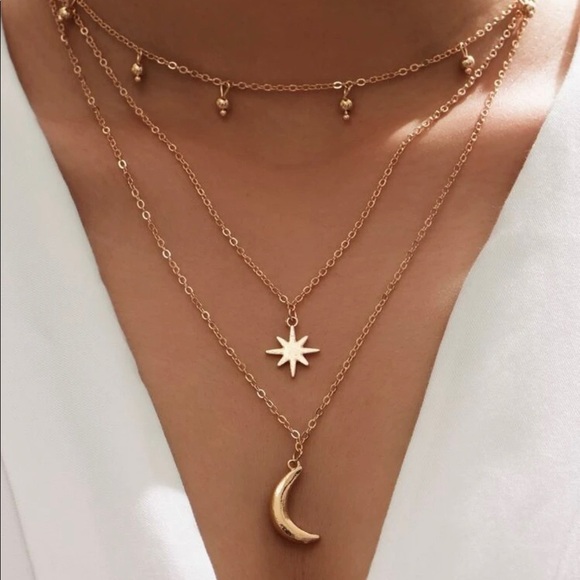 Accessories - Moon Charm Layered Necklace